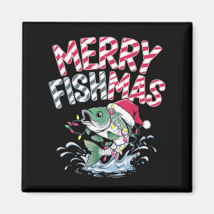 Merry Fishmas Santa Fishing Lovers Funny Fisherman Magnet