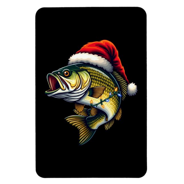 Merry Fishmas Santa Fishing Lovers Funny Fisherman Magnet (Vertical)