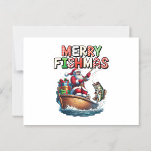 Merry Fishmas Santa Fishing Lovers Funny Fisherman Magnetic Invitation