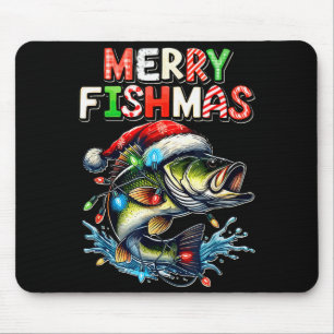 Merry Fishmas Santa Fishing Lovers Funny Fisherman Mouse Pad