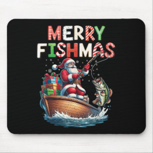 Merry Fishmas Santa Fishing Lovers Funny Fisherman Mouse Pad