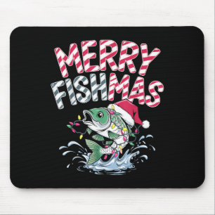Merry Fishmas Santa Fishing Lovers Funny Fisherman Mouse Pad