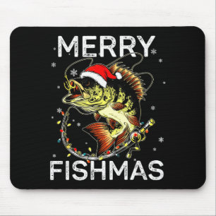 Merry Fishmas Santa Fishing Lovers Funny Fisherman Mouse Pad
