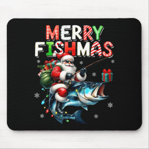 Merry Fishmas Santa Fishing Lovers Funny Fisherman Mouse Pad