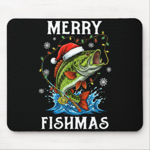 Merry Fishmas Santa Fishing Lovers Funny Fisherman Mouse Pad