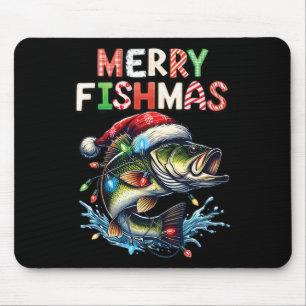 Merry Fishmas Santa Fishing Lovers Funny Fisherman Mouse Pad