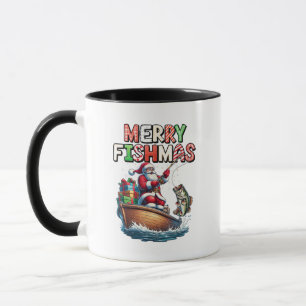 Merry Fishmas Santa Fishing Lovers Funny Fisherman Mug