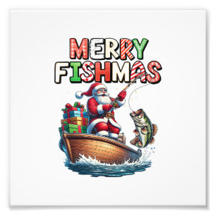 Merry Fishmas Santa Fishing Lovers Funny Fisherman Photo Print