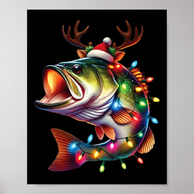 Merry Fishmas Santa Fishing Lovers Funny Fisherman Poster (Front)