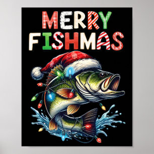 Merry Fishmas Santa Fishing Lovers Funny Fisherman Poster