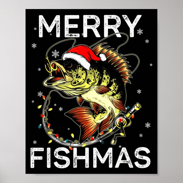 Merry Fishmas Santa Fishing Lovers Funny Fisherman Poster (Front)