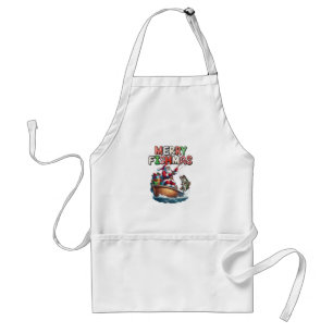 Merry Fishmas Santa Fishing Lovers Funny Fisherman Standard Apron