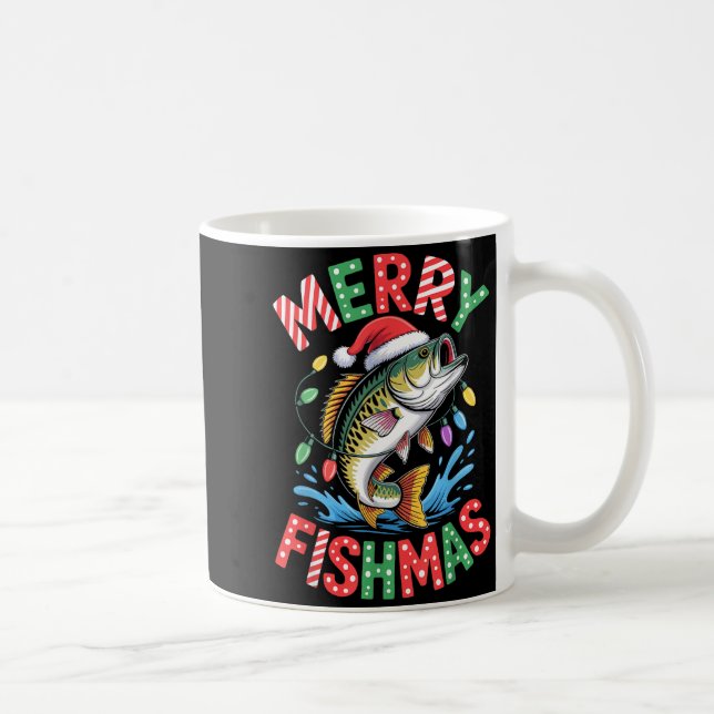 Merry Fishmas Santa Hat B Fishing Christmas Angler Coffee Mug (Right)