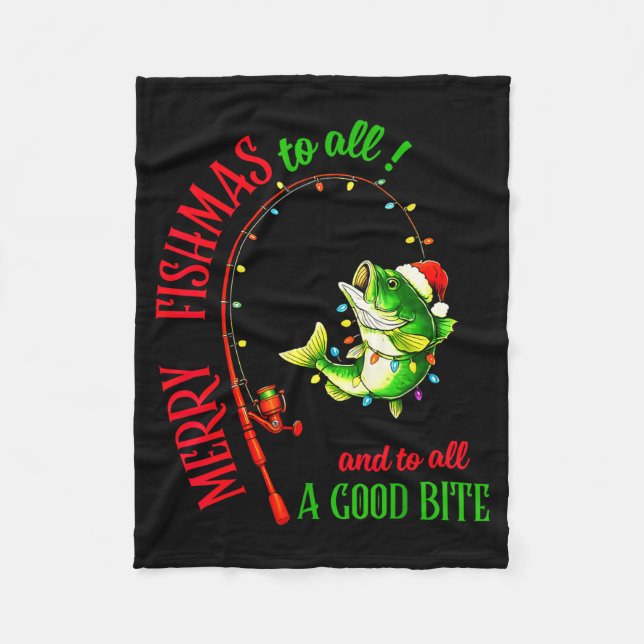 Merry Fishmas To All Fishing Fisherman's Funny Chr Fleece Blanket (Front)