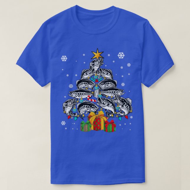 Merry Fishmas Tree Funny Fishing Christmas For Fis T-Shirt (Design Front)