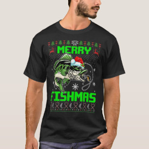 Merry Fishmas Ugly Christmas Sweater Fishing Fishe