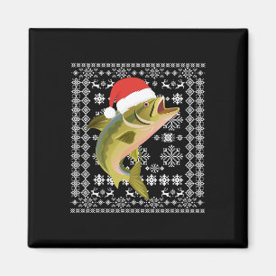 Merry Fishmas Ugly Christmas T Shirt Santa Fish Fi Magnet