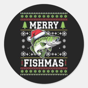 Merry Fishmas Ugly Fishing Christmas B Fish Pajama Classic Round Sticker