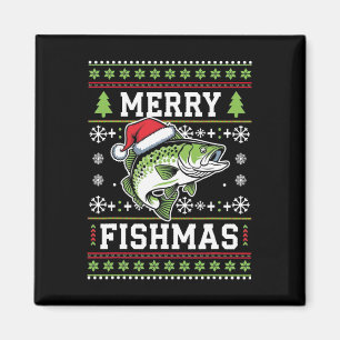 Merry Fishmas Ugly Fishing Christmas B Fish Pajama Magnet
