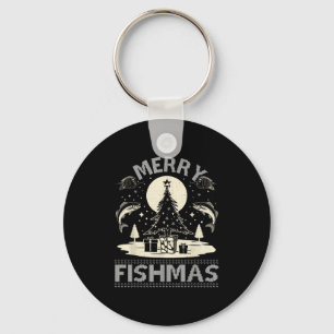 Merry Fishmas Ugly Xmas Sweater - Funny Christmas Key Ring