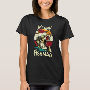 Merry Fishmas Xmas Bass Fishing Christmas Fisherm T-Shirt