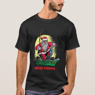 Merry Fishmas Xmas Fisherman Santa Chrsitmas Pajam T-Shirt