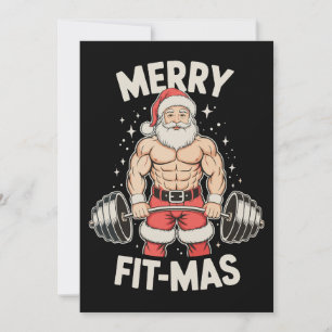 Merry Fit Mas Santa Lifting Gym Christmas Xmas Invitation