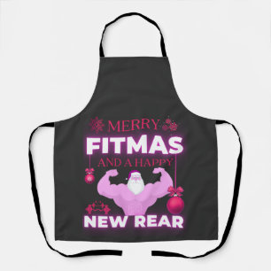 Merry Fitmas And A Happy New Rear Funny Workout  Apron