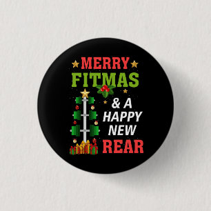 Merry Fitmas And A Happy New Rear Year Gym Fitness 3 Cm Round Badge
