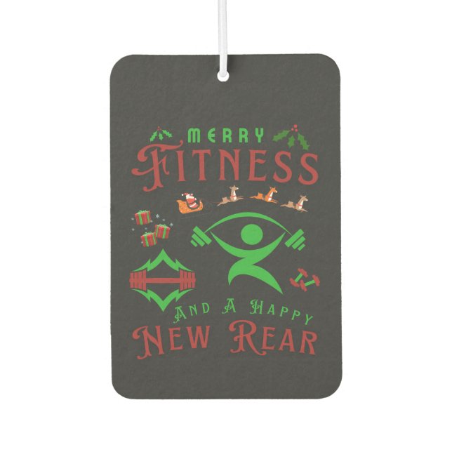 Merry Fitmas and Happy New Rear Christmas Gym Car Air Freshener (Front)