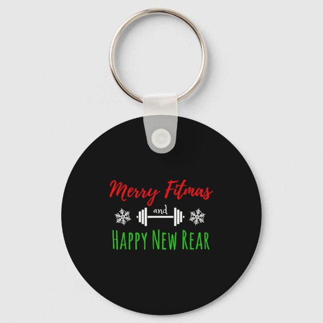 Merry Fitmas And Happy New Rear Fitness Funny  Key Ring (Front)