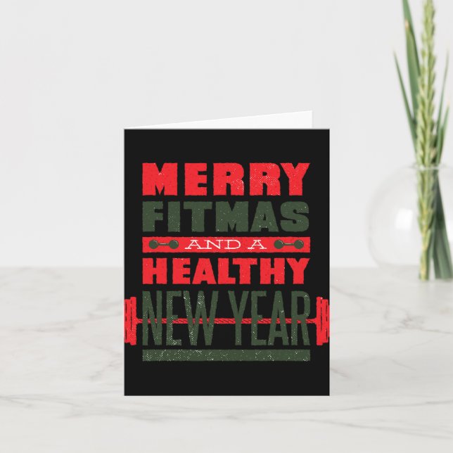 Merry Fitmas And Happy New Rear Fitness Funny Xmas Card (Front)
