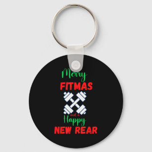 Merry Fitmas And Happy New Rear Fitness Funny Xmas Key Ring