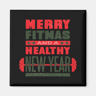 Merry Fitmas And Happy New Rear Fitness Funny Xmas Magnet