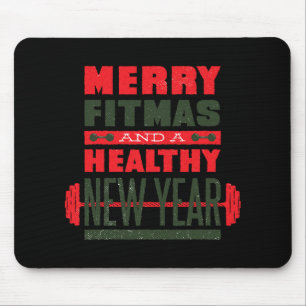 Merry Fitmas And Happy New Rear Fitness Funny Xmas Mouse Pad