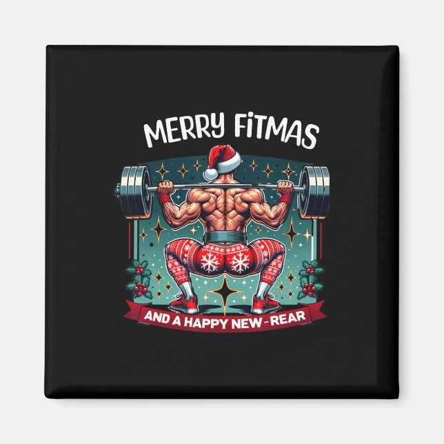 Merry Fitmas And Happy New Rear Year Fitness Weigh Magnet (Front)