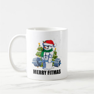Merry Fitmas, Funny Christmas Snowman Gym Lifting Coffee Mug