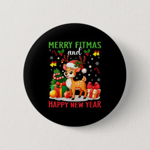 Merry Fitmas Happy New Year Funny Christmas New Ye 6 Cm Round Badge