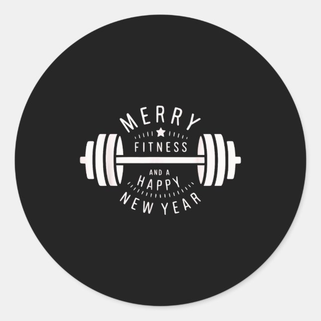Merry Fitness And A Happy New Rear Funny Gym  Classic Round Sticker (Front)