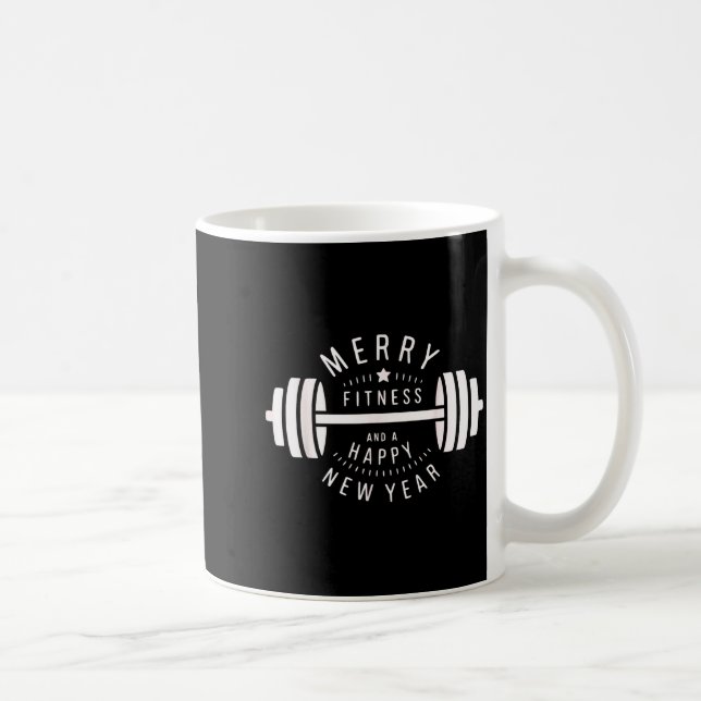 Merry Fitness And A Happy New Rear Funny Gym  Coffee Mug (Right)