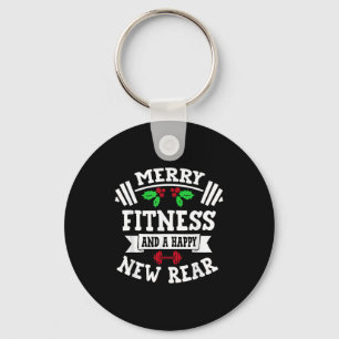 Merry Fitness And A Happy New Rear Funny Holidays  Key Ring