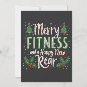 Merry Fitness and Happy New Rear Bodybuilding Xmas Thank You Card