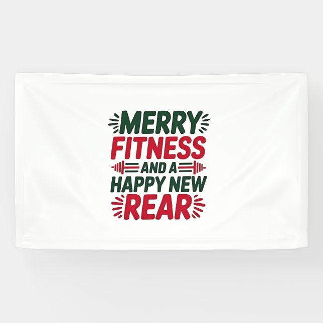 Merry Fitness and Happy New Rear Fitness Christmas Banner (Horizontal)