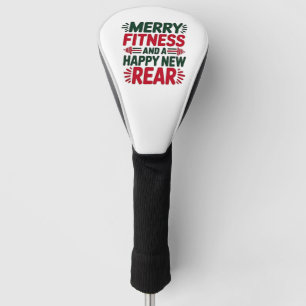 Merry Fitness and Happy New Rear Fitness Christmas Golf Head Cover