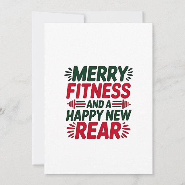 Merry Fitness and Happy New Rear Fitness Christmas Thank You Card (Front)