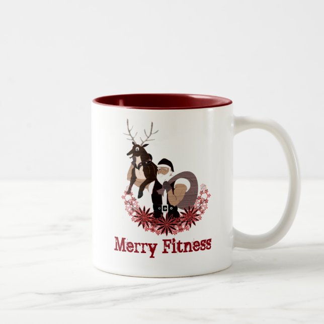 Merry fitness Christmas funny cover Two-Tone Coffee Mug (Right)