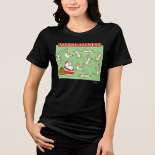 Merry Fitness exercise reindeer by Sandra Boynton Tri-Blend Shirt