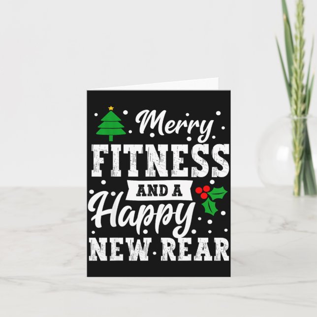 Merry Fitness Happy New Rear Workout Christmas Gym Card (Front)