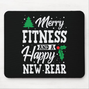 Merry Fitness Happy New Rear Workout Christmas Mouse Pad