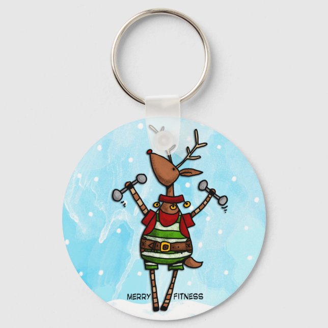 merry fitness reindeer key ring (Front)